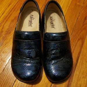Alegria Black and Blue Snakeskin Shoe